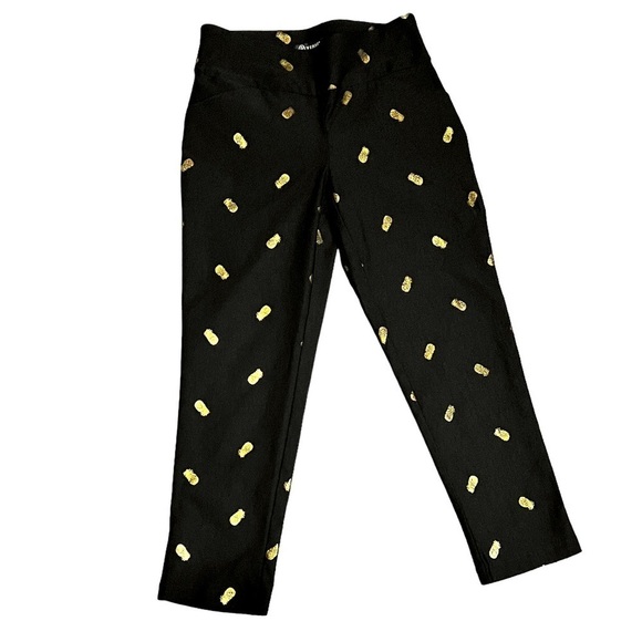 Versona Pull On Pineapple Print Stretch Pants Womens Size 0 Tropical Fruit - Picture 3 of 5